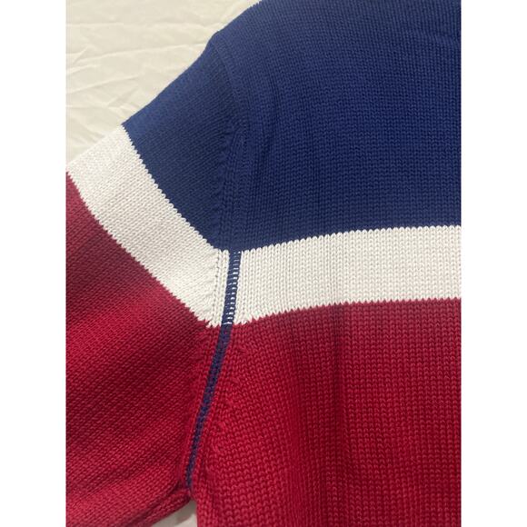 Born Fly Cardigan Long Sleeve Knit Sweater Mens Small Blue Maroon Striped - Picture 6 of 7